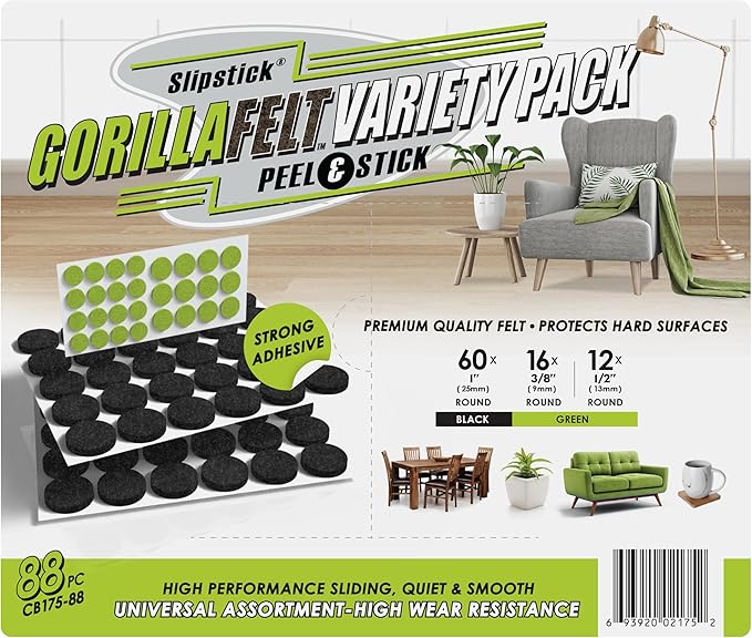 Slipstick Gorilla Felt 1 Inch Furniture Pads Premium Furniture Pads & Chair Leg - Image 6