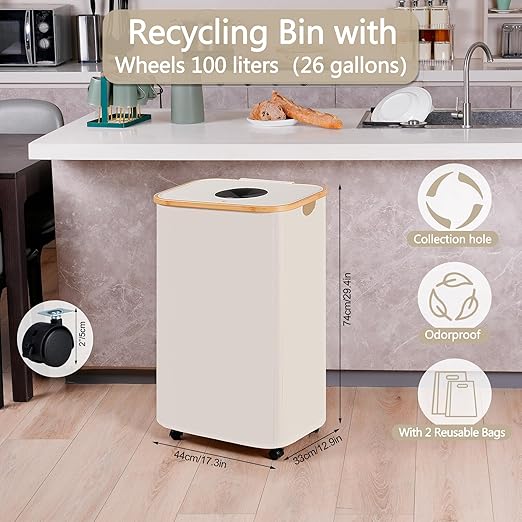 efluky Recycle Bins for Kitchen 100L, Recycling Bin - Image 2