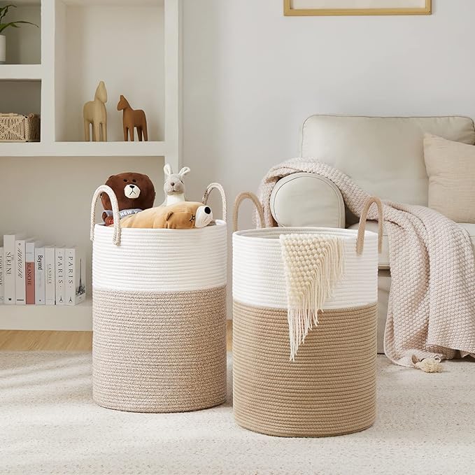 YOUDENOVA Woven Rope Laundry Hamper Basket, 72L Tall Luandry Basket, Baby - Image 6