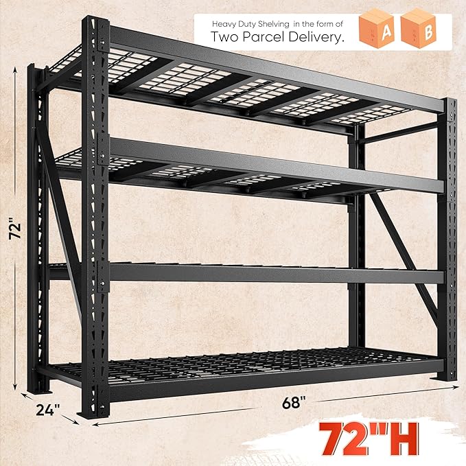 Bepatio 9400LBS Garage Shelving Heavy Duty 67.6W Storage Shelves Adjustable - Image 3