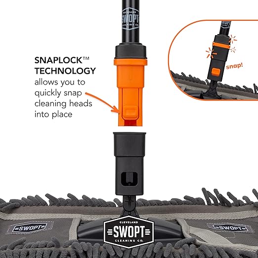 SWOPT 24” Microfiber Dust Mop, Angle Broom + 48” & 60" Steel Handles, Combo — - Image 9