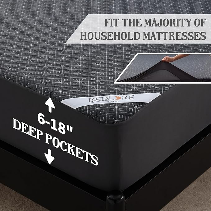 BEDLORE Queen Mattress Protector, Waterproof Noiseless Mattress Cover - Image 5