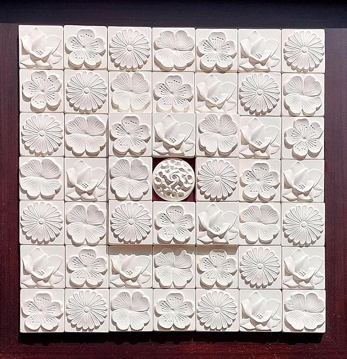 Stone Diffuser-Korean flowers 4 Square tiles, One Set-Odor Eliminator, Air - Image 4