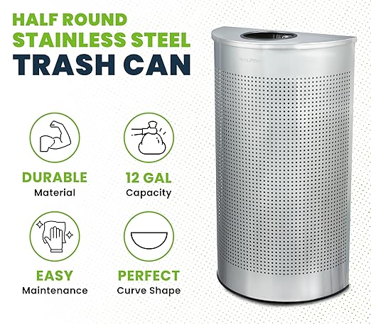 Alpine Half Round Trash Can Open Top - Image 5