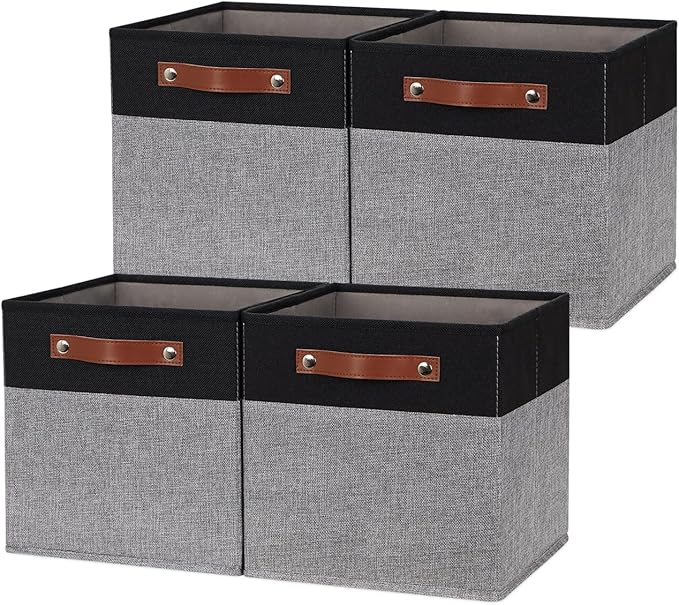 HNZIGE Fabric Cube Storage Baskets 11x11, Foldable Baskets by HNZIGE