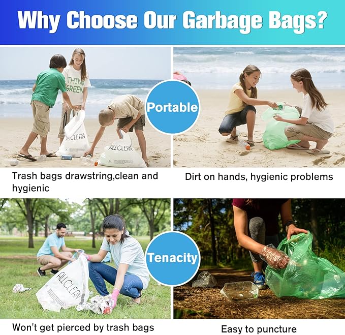 Trash Bags 10 Gallon Medium Kitchen Drawstring Bathroom Garbage Bags, Fit 8-10 - Image 5
