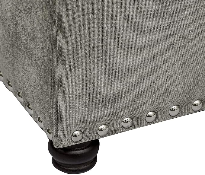 Joveco Storage Ottoman Foot Rest Stool, Light Grey - Image 8