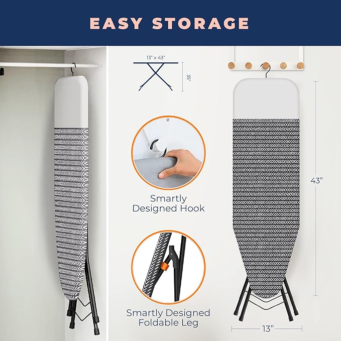 Happhom Ironing Board, Compact and Space Saver Iron Board, Safety Ironing - Image 6