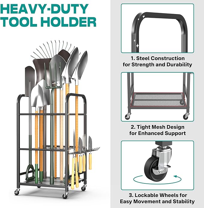 EVERHANGER Garden Tool Organizer and Storage, Yard Tool Stand Garage Tool - Image 4