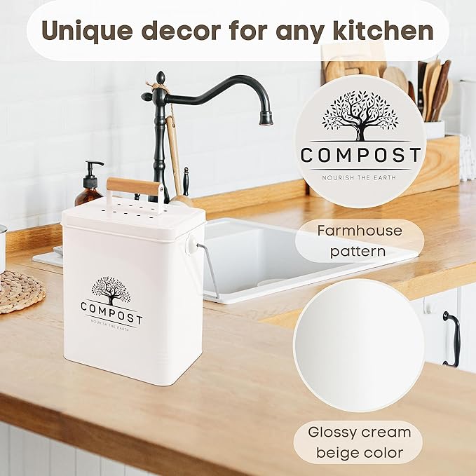 PERFNIQUE Kitchen Compost Bin, 1.7 Gallon Countertop Compost Bin - Image 4