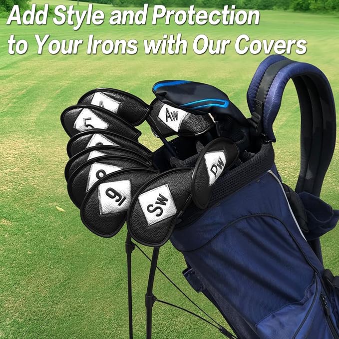 FINGER TEN Premium Synthetic Leather Stylish Iron & Wedge Golf Head Covers - Image 7