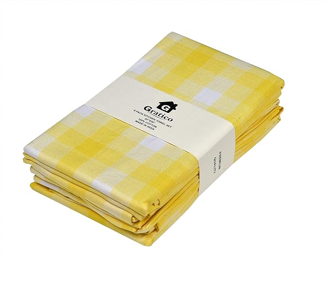 Kitchen Towels Set of 6 Soft Premium Cotton Highly Absorbent Dish Towels 20X30 by Gratico