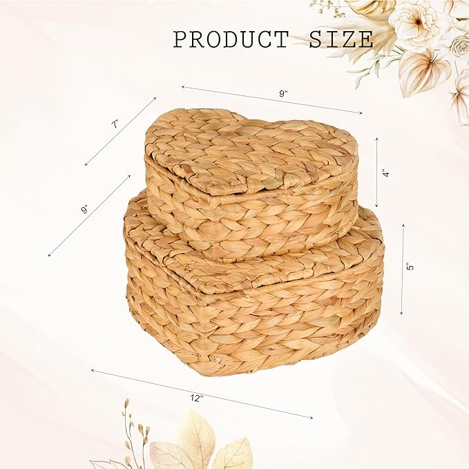 Set of 2 Heart Wicker Storage Bins - Image 4