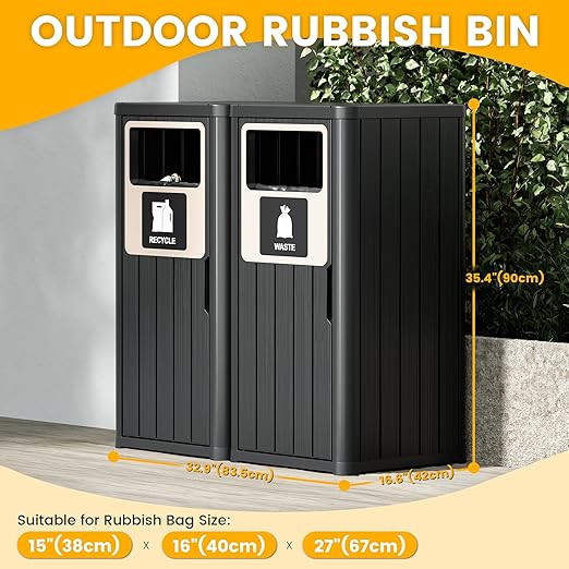 Outdoor Trash Can, Waterproof Resin Garbage Can Indoor and Outdoor Use - Image 2