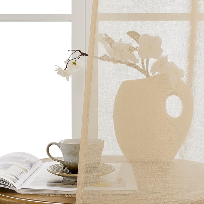 Tollpiz Sheer Curtain Closet Linen Textured Curtain Sheers Doorway Light - Image 9