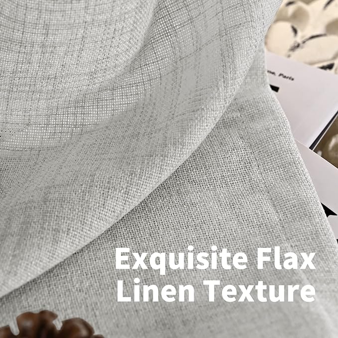 YoungsTex Linen Semi Sheer Curtains 90 Inch Length 2 Panels, Light Grey Light - Image 4