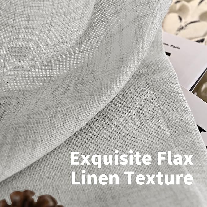 YoungsTex Light Grey Linen Curtains 63 Inch Length - Image 4