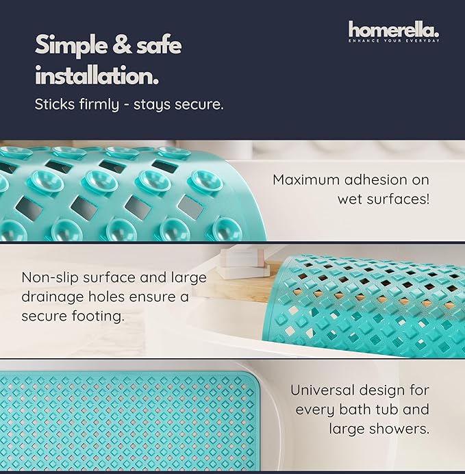 homerella® Bathtub Mat Non Slip 35x16, Incl. Hooks - Image 4