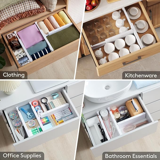 Lifewit 16 Pack Drawer Dividers 4" High, 11-17" Adjustable Drawer Organizers - Image 6