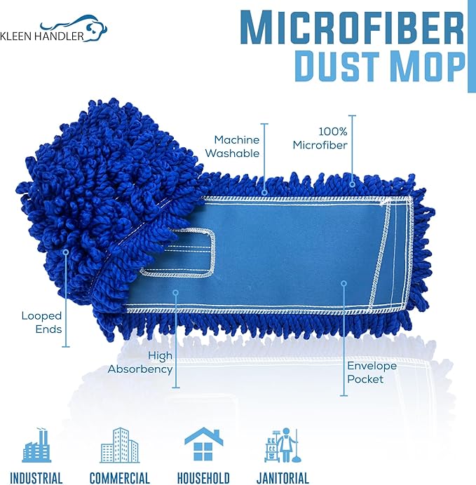 KLEEN HANDLER 18 Inch Microfiber Dust Mop Bulk Pack of 12, Large Washable - Image 2
