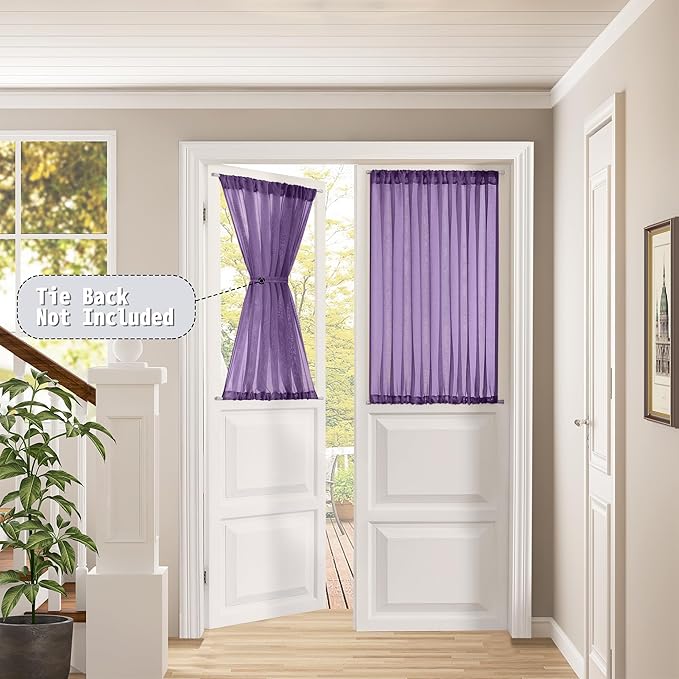 Tollpiz Short Sheer Door Curtains Closet Linen Textured Curtains Sheer Doorway - Image 2