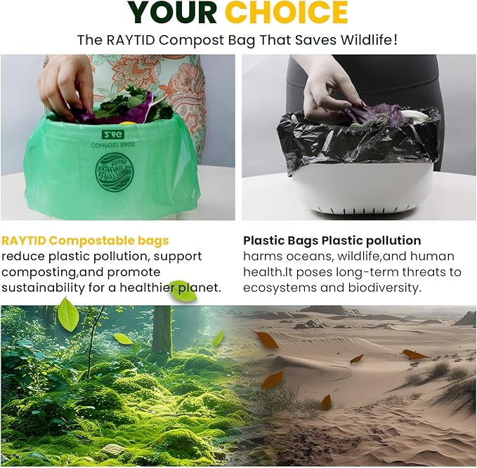 RAYTID Compostable trash Bags 2.6 Gallon Compost Bags - Image 6