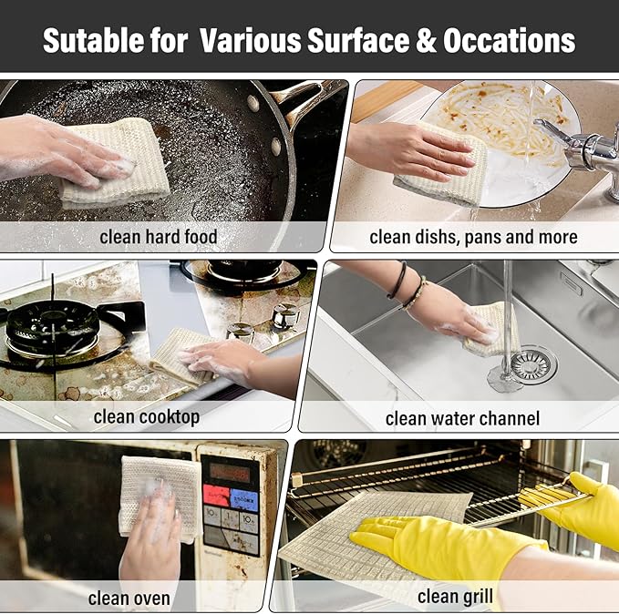 Dish Rags for Washing Dishes 8 Pack Multipurpose Wire Miracle Cleaning Coths - Image 5