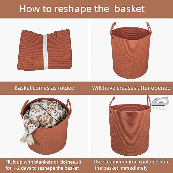 Cotton Rope Laundry Basket Hamper - Image 7