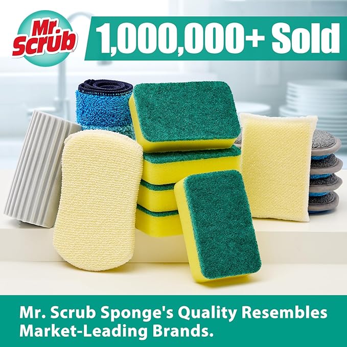 Sponges Kitchen Scrub Dish Sponge Scouring Pad, 48 Pack Cleaning Brush Scrubber - Image 6