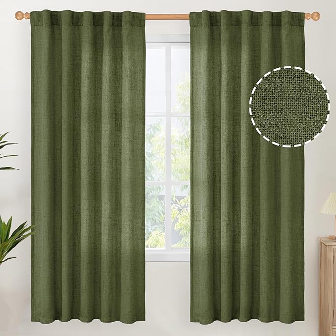 YoungsTex Olive Green Linen Curtains by YoungsTex