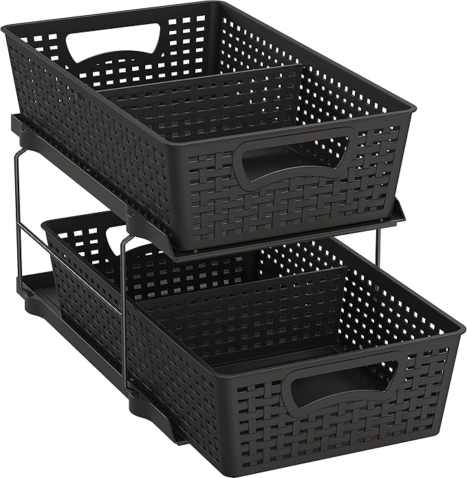 Simple Houseware 2 Tier Bathroom Organizer Tray Pull-Out Sliding by SimpleHouseware