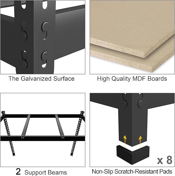 PrimeZone 48" W x 24" D x 72" H Heavy Duty Storage Shelves, 5 Tier Adjustable - Image 4