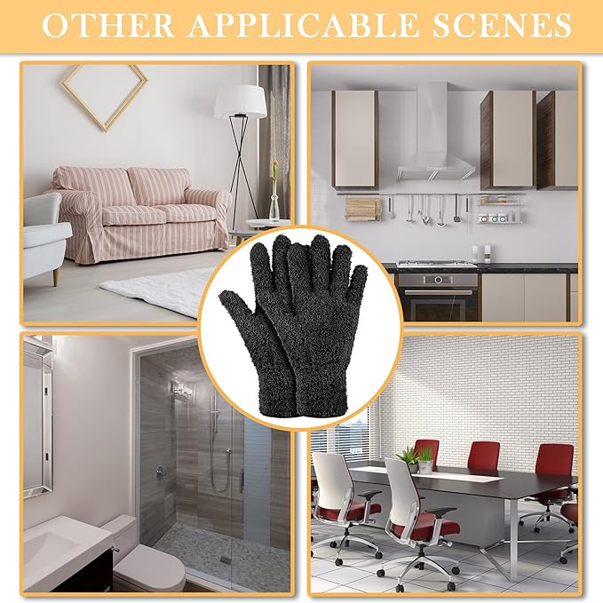 Bencailor 4 Pairs Microfiber Dusting Gloves Washable Reusable Cleaning Gloves - Image 7