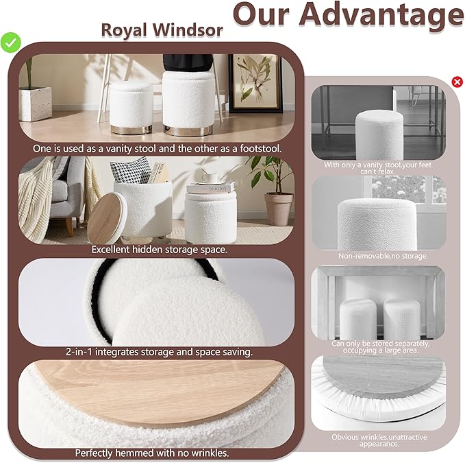 Royal Windsor Boucle Round Ottoman - Image 7