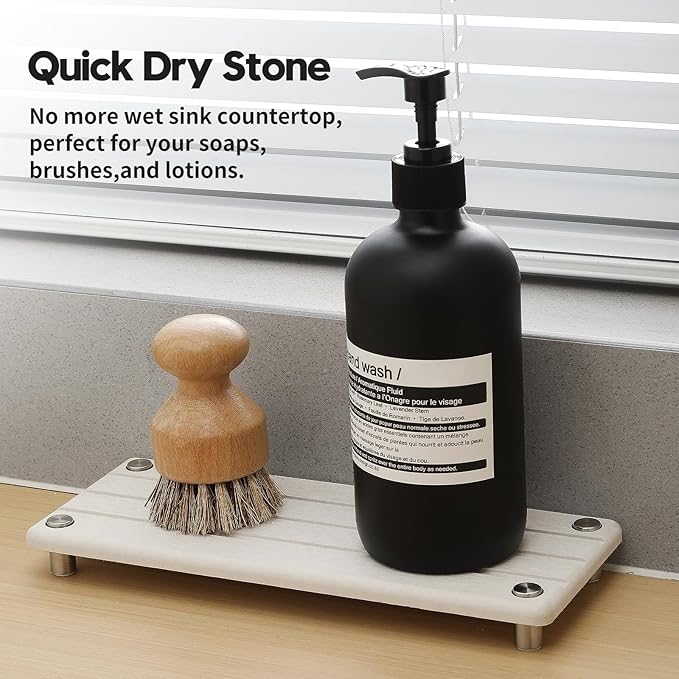 Quick Dry Bathroom Tray & Kitchen Sink Organizer, Water Absorbing Countertop - Image 2