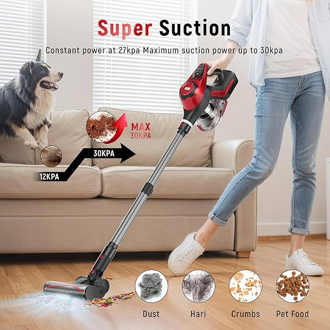 Cordless Vacuum Cleaner, 30Kpa Home Stick Vacuum, Smart Display & 1.5L Dust Cup - Image 2