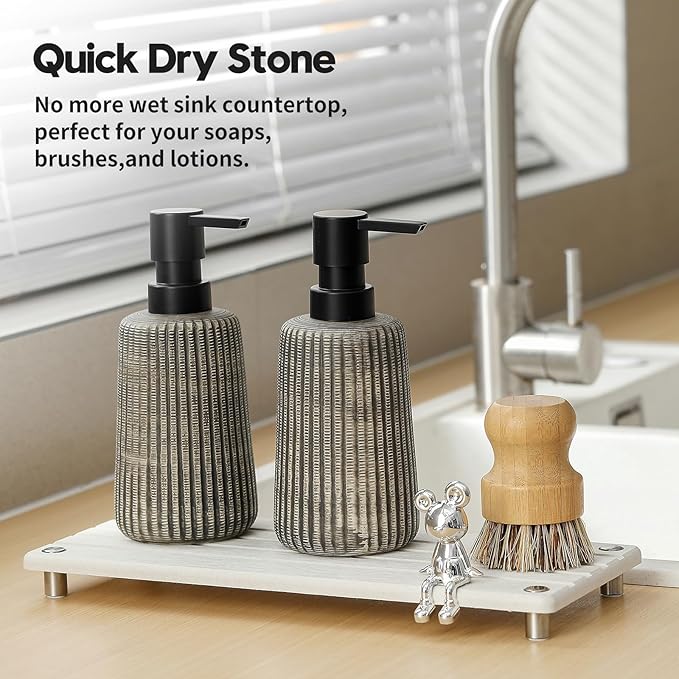 Instant Dry Sink Caddy Kitchen Sink Organizer, Quick Drying Stone Tray - Image 4