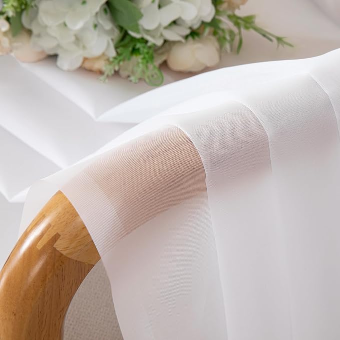 Chyhomenyc White Sheer Curtains 45 Inch Long 2 Panels, Short Voile Drapes - Image 4