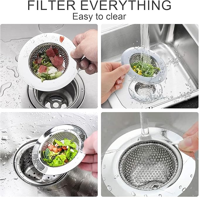 2pcs Heavy Duty Stainless Steel Slop Basket Filter Trap, 4.5" Top / 2.95" Mesh - Image 4