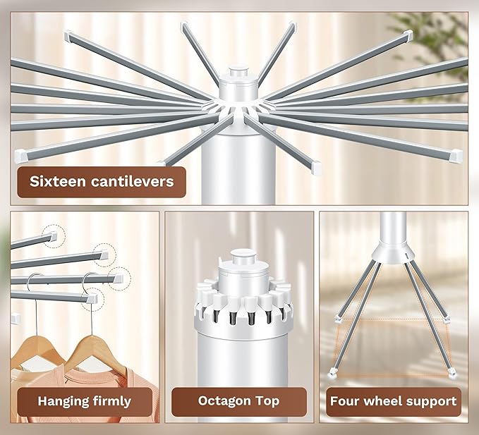 4-Legged Foldable Clothes Drying Rack - Image 7