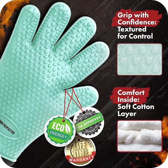 KITCHEN PERFECTION S Silicone Smoker Oven Gloves -Extreme Heat Resistant BBQ - Image 2