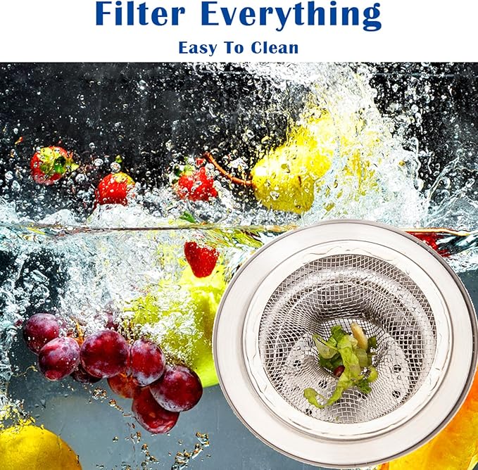 2 pcs Heavy Duty Stainless Steel Slop Basket Filter Trap, 2.75" Top / 1" Mesh - Image 6
