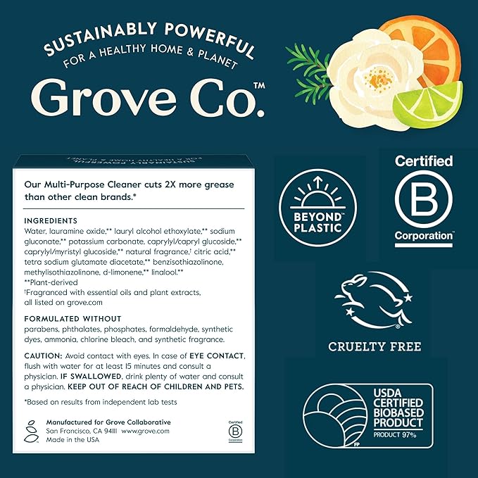 Grove Co. Multi-Purpose Cleaner, Refill Concentrate Plant-based Household - Image 7