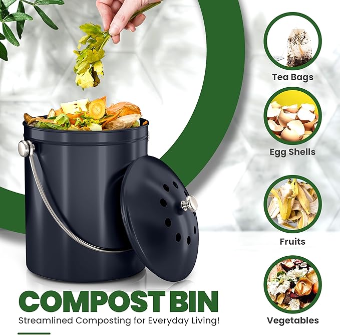 Utopia Kitchen Compost Bin for Kitchen Countertop, 1.3 Gallon Compost Bucket - Image 4