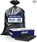 Plasticplace 55-60 Gallon Trash Bags │ 1.5 Mil │ Black Heavy Duty Garbage Can by Plasticplace