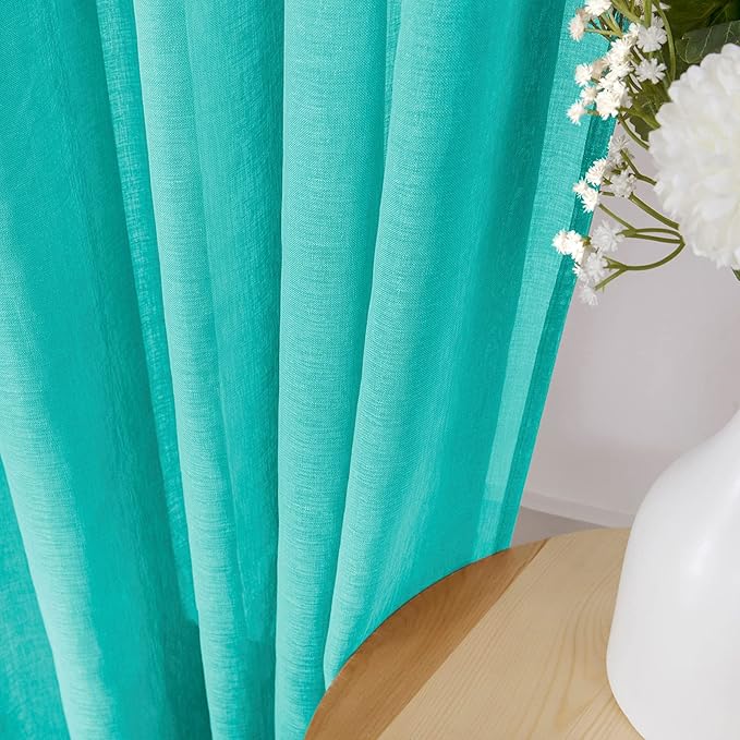 Tollpiz Sheer Curtains Linen Textured Living Room Curtain Sheers Light - Image 3
