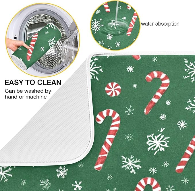 Christmas Candy Cane Dish Drying Mat - Image 2