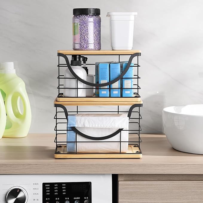 Extra Large Trash Bag Holder Stackable Kitchen Storage, 2 Pack Wall Mounted - Image 6
