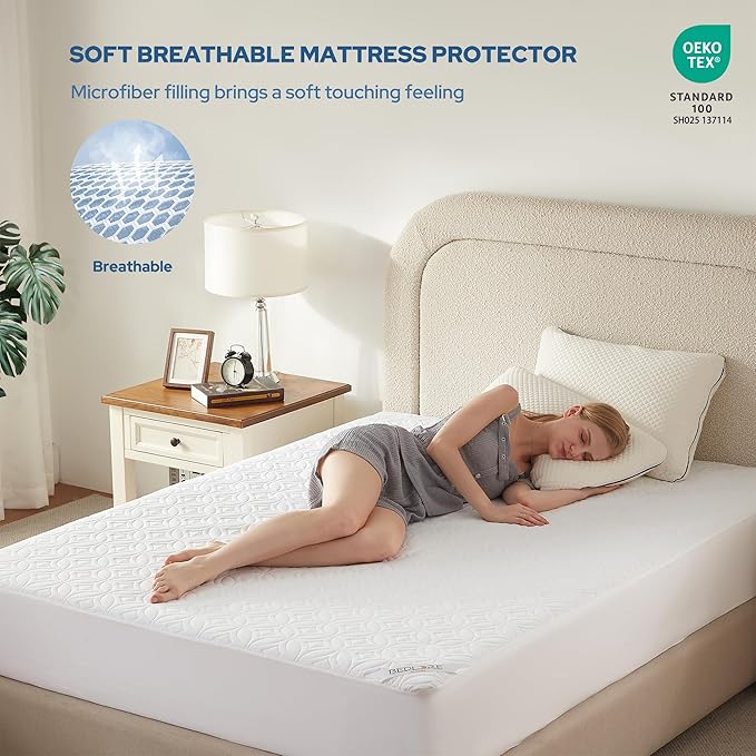 BEDLORE Waterproof Mattress Protector, King Size Noiseless Mattress Pad - Image 3