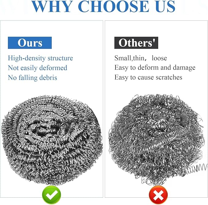 40 Pcs Stainless Steel Scrubber Bulk, Heavy Duty Steel Wool Scrubber 40 Gram - Image 5